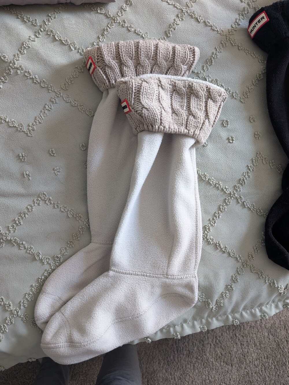 Hunter Cream Cable-Cuff Boot Liners